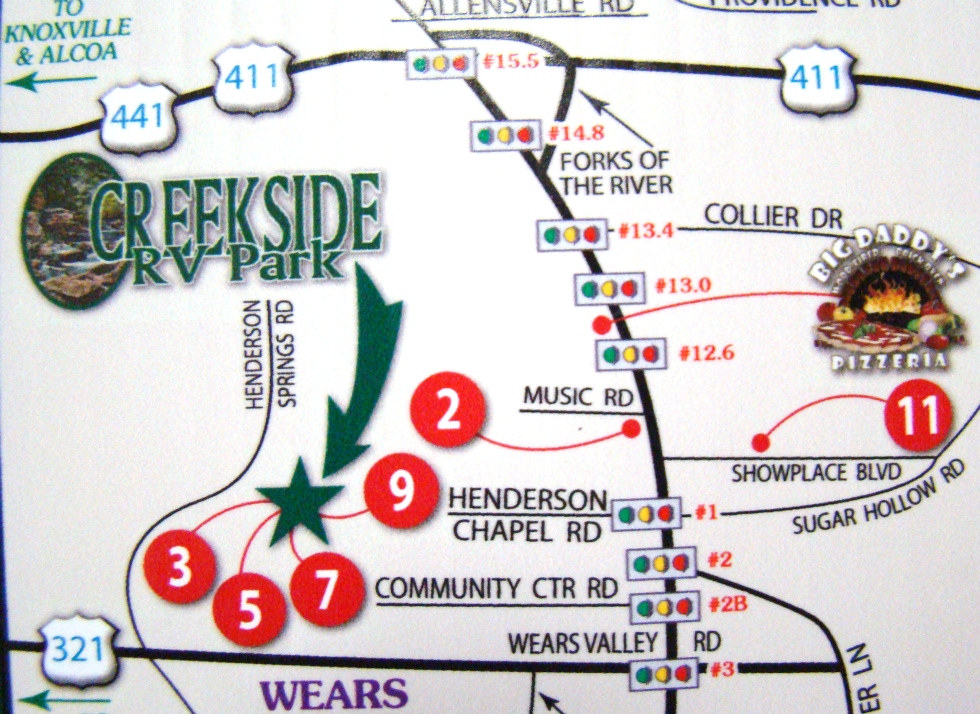 Campground Pigeon Forge TN - Creekside RV Park - Directions